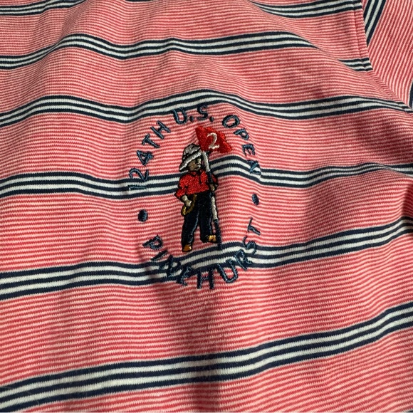 NWT B. Draddy Perez Golf Polo in Bandana Pink and Blue Stripe, Size Small - Picture 5 of 10